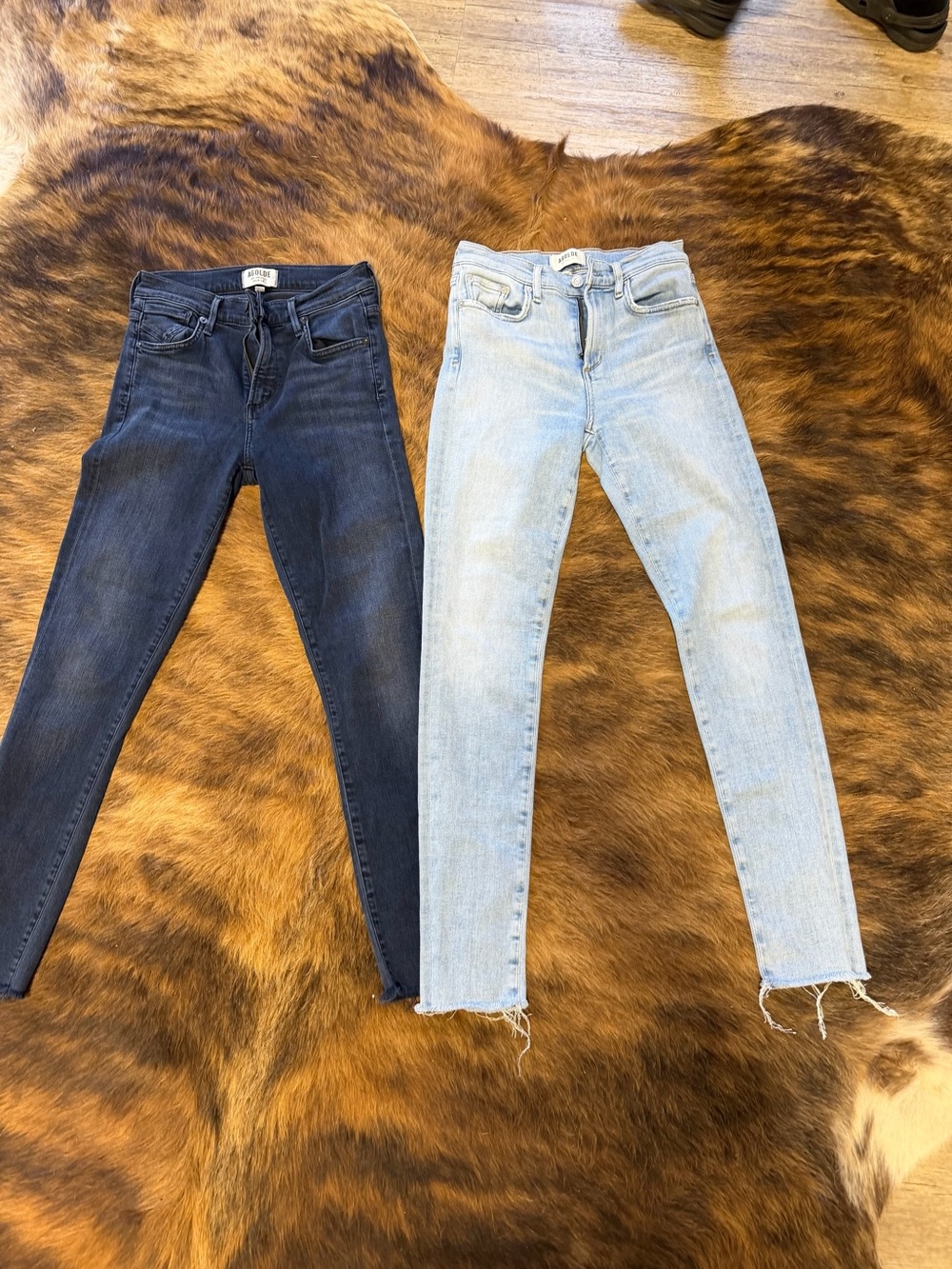 AGOLDE High -Rise Skinny Jeans - Dark Blue and Light Blue